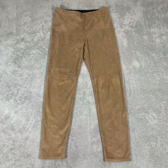 Lysse High Waisted Faux Suede Tan/brown Legging Casual Pants Size Medium - Picture 2 of 11